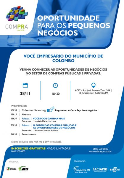 Oportunidade para os pequenos negocios de Colombo